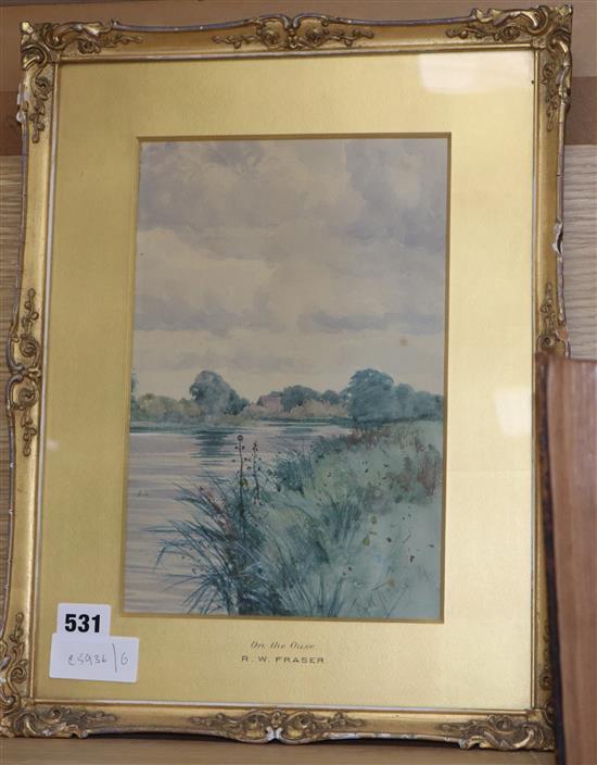 Robert W.Fraser (1848-1906), watercolour, On the Ouse, signed and dated 84, 27 x 18cm